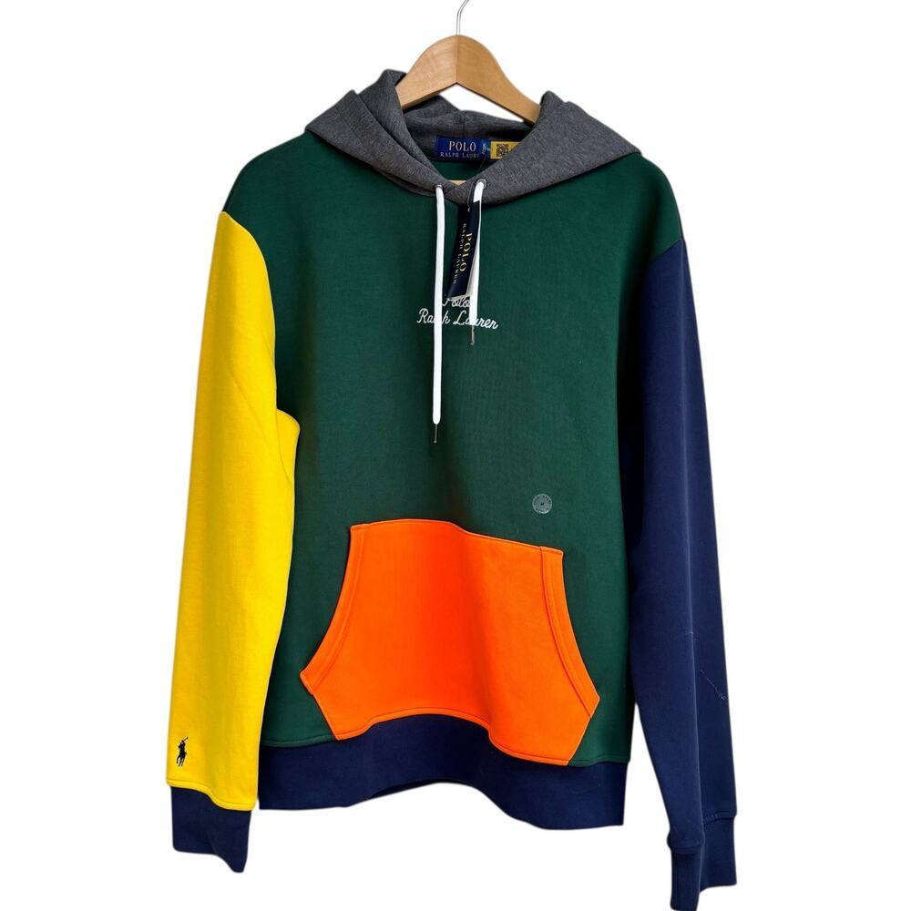 Polo Ralph Lauren Men's Logo Color-Blocked Double-Knit Hoodie Size M